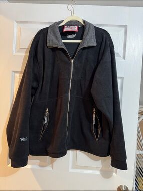 Viking Men's Black Lightweight Fleece Jacket with Contrast Collar